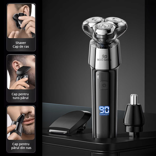 Aparat de Ras Electric 3 în 1 - Tehnologie Avansată 9D